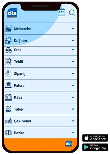DİA Mobil uygulamasının telefon ekranı